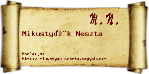 Mikustyák Neszta névjegykártya